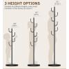 imageMISSLO Heavy Duty Coat Rack Freestanding 4 Adjustable Size Coat Tree with Stable Wood Base Coat Hanger Stand with 6 Hooks Standing Clothes Tree for Bedroom GoldBlack