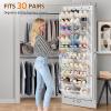 imageMISSLO 30 Pairs Over the Door Shoe Organizer Breathable Mesh Hanging Shoe Rack for Closet Storage with Wide Deep Pockets 10 Tier Shoes Holder Fit All the Familys Sneakers Boots Heels BlackWhite