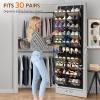 imageMISSLO 30 Pairs Over the Door Shoe Organizer Breathable Mesh Hanging Shoe Rack for Closet Storage with Wide Deep Pockets 10 Tier Shoes Holder Fit All the Familys Sneakers Boots Heels BlackBlack