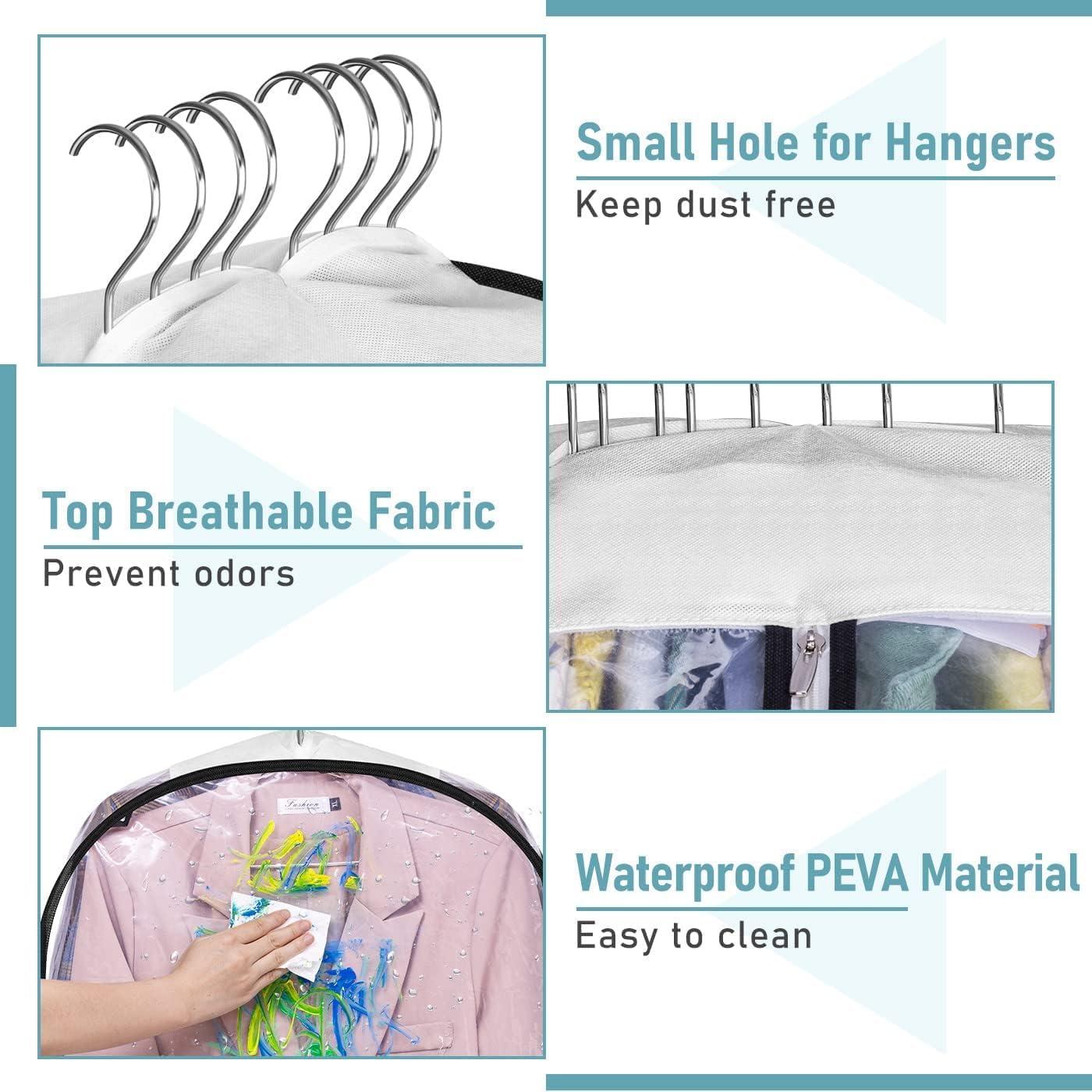 imageMISSLO 10quot Gusseted Garment Bags for Hanging Clothes 40quot50quot Clear Suit Bags for Closet Storage Dress Bag for Gowns Long Coat Protector 3 Packs GreyEthylene Vinyl Acetate