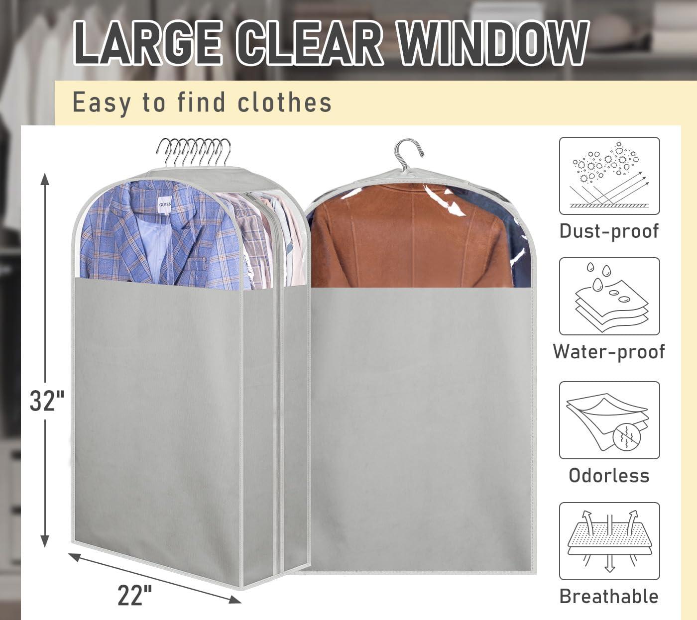 imageMISSLO 10quot Gusseted Garment Bags for Hanging Clothes 40quot50quot Clear Suit Bags for Closet Storage Dress Bag for Gowns Long Coat Protector 3 Packs GreyFabric