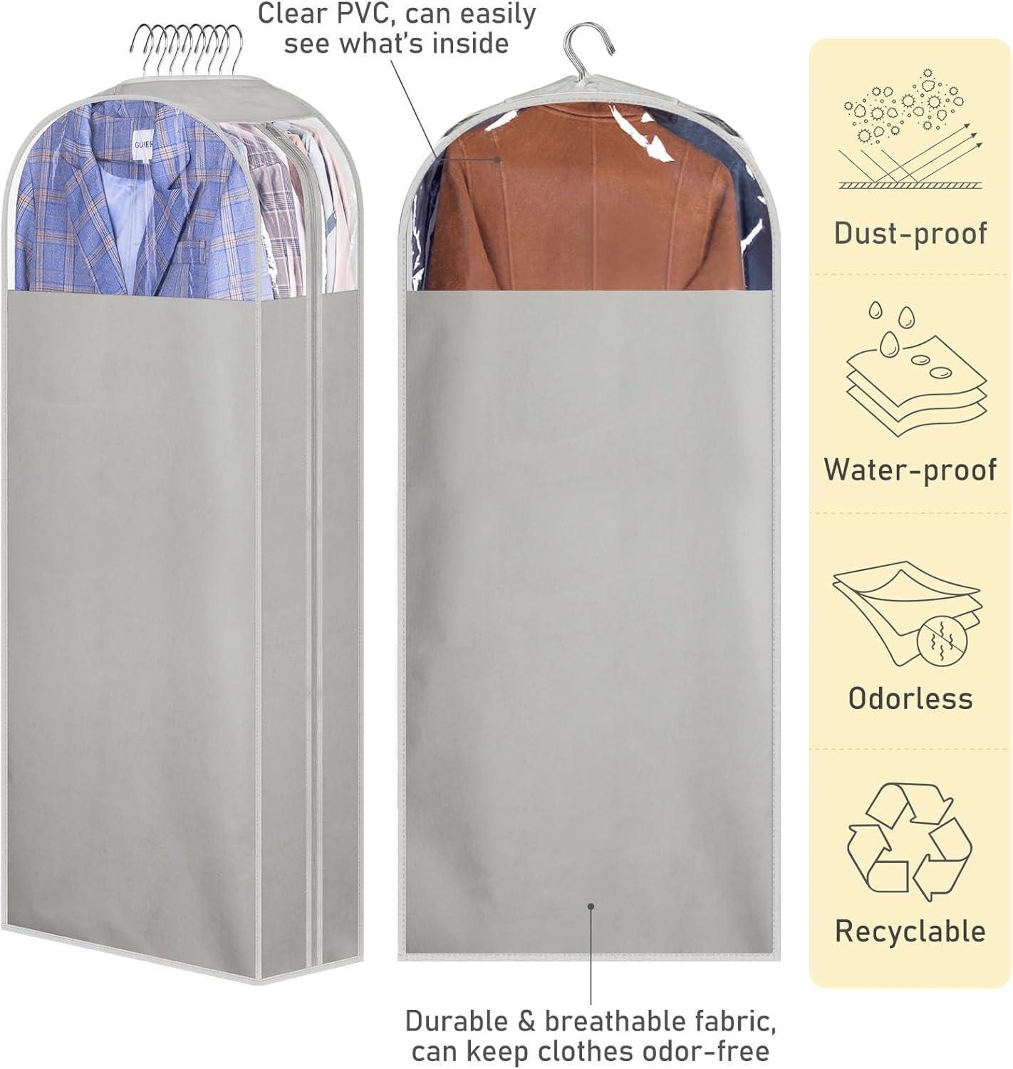 imageMISSLO 10quot Gusseted Garment Bags for Hanging Clothes 40quot50quot Clear Suit Bags for Closet Storage Dress Bag for Gowns Long Coat Protector 3 Packs GreyFabric