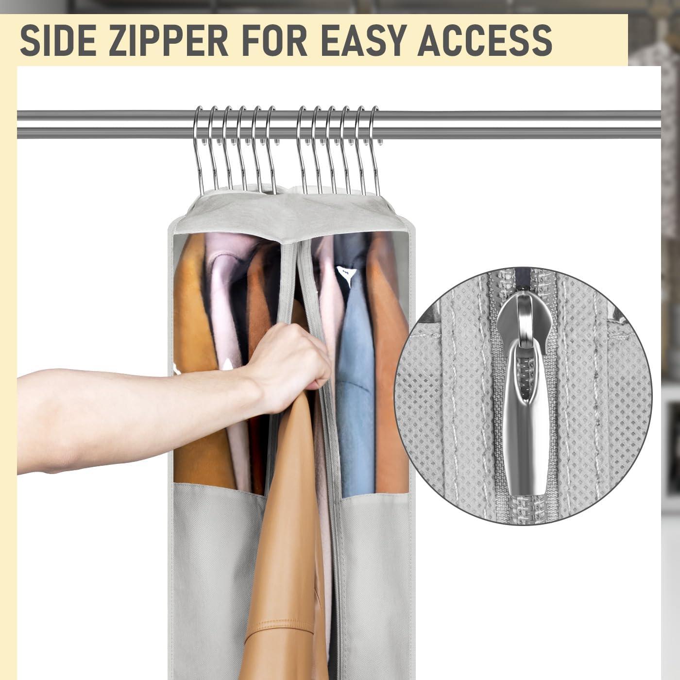 imageMISSLO 10quot Gusseted Garment Bags for Hanging Clothes 40quot50quot Clear Suit Bags for Closet Storage Dress Bag for Gowns Long Coat Protector 3 Packs GreyFabric