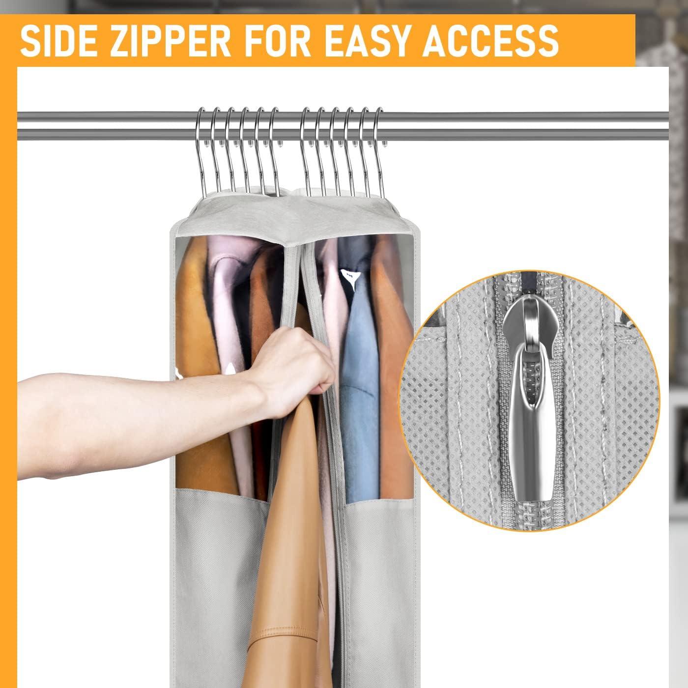 imageMISSLO 10quot Gusseted Garment Bags for Hanging Clothes 40quot50quot Clear Suit Bags for Closet Storage Dress Bag for Gowns Long Coat Protector 3 Packs GreyFabric