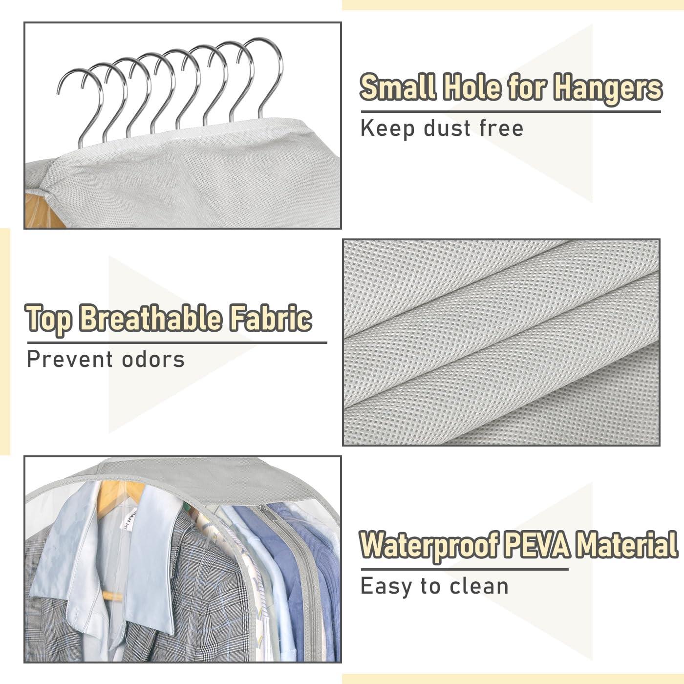 imageMISSLO 10quot Gusseted Garment Bags for Hanging Clothes 40quot50quot Clear Suit Bags for Closet Storage Dress Bag for Gowns Long Coat Protector 3 Packs GreyFabric