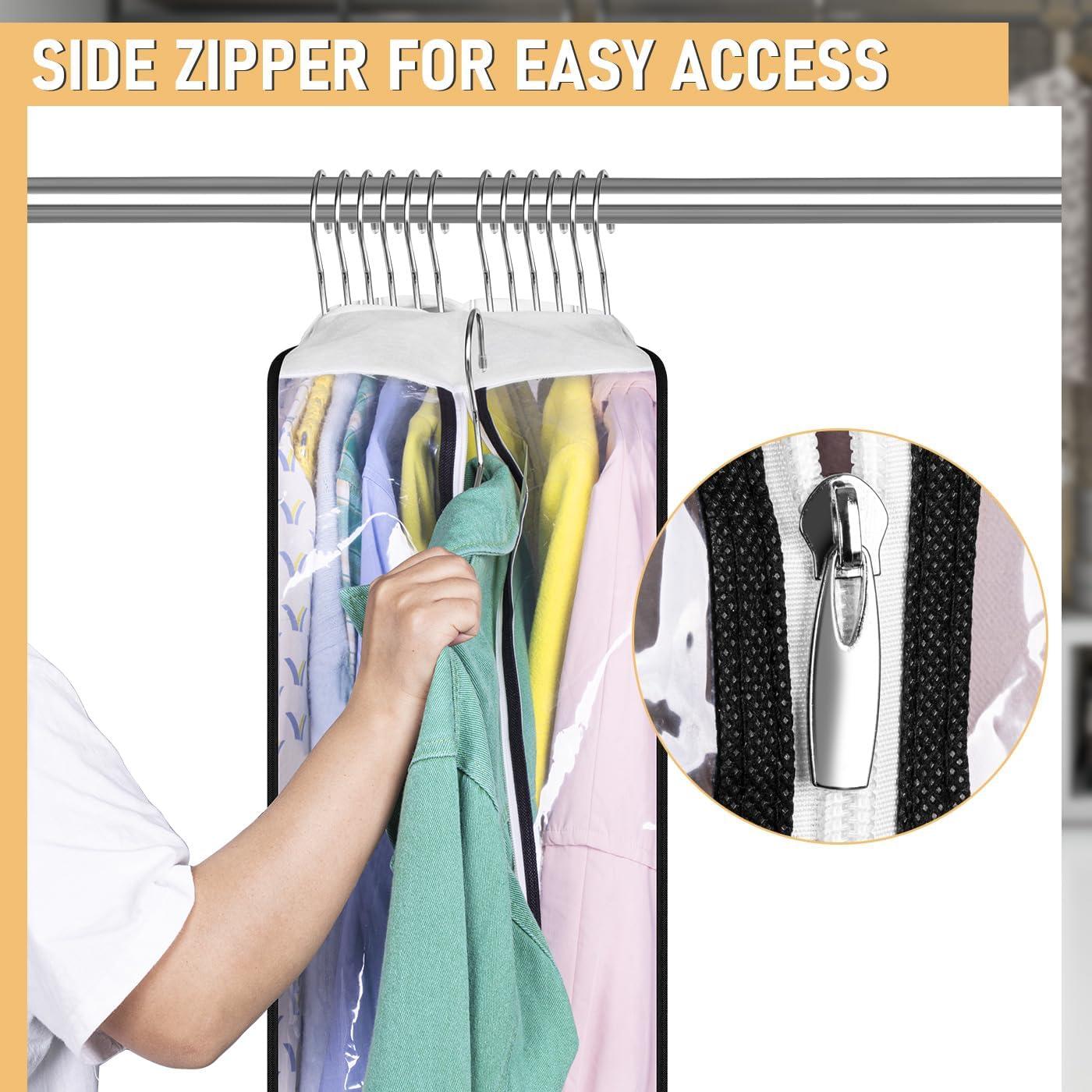 imageMISSLO 10quot Gusseted Garment Bags for Hanging Clothes 40quot50quot Clear Suit Bags for Closet Storage Dress Bag for Gowns Long Coat Protector 3 Packs GreyEthylene Vinyl Acetate