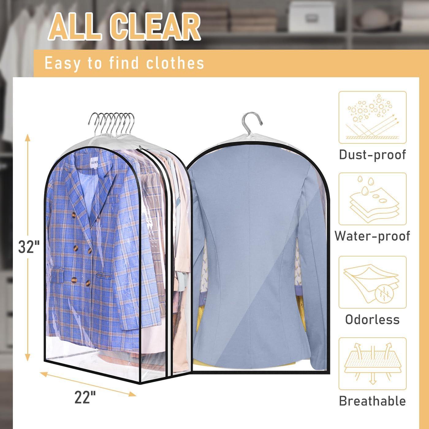 imageMISSLO 10quot Gusseted Garment Bags for Hanging Clothes 40quot50quot Clear Suit Bags for Closet Storage Dress Bag for Gowns Long Coat Protector 3 Packs GreyEthylene Vinyl Acetate