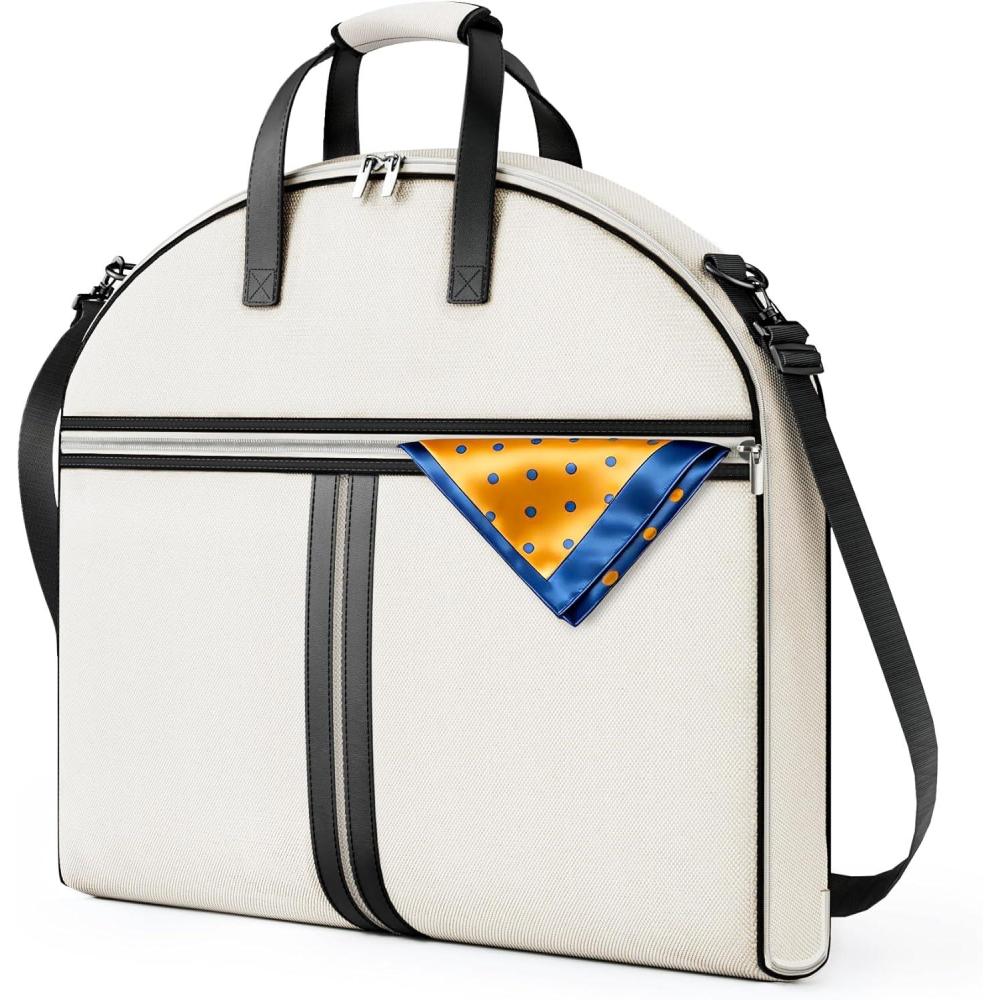 imageMISSLO Carry on Garment Bags for Travel for Women 56quot Foldable Dress Bag for Hanging Clothes Suit Luggage Garment Bag with Shoulder Strap ampamp Large Pockets for Business Wedding BlackBlack