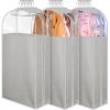 imageMISSLO 10quot Gusseted Garment Bags for Hanging Clothes 40quot50quot Clear Suit Bags for Closet Storage Dress Bag for Gowns Long Coat Protector 3 Packs GreyFabric