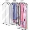 imageMISSLO 10quot Gusseted Garment Bags for Hanging Clothes 40quot50quot Clear Suit Bags for Closet Storage Dress Bag for Gowns Long Coat Protector 3 Packs GreyEthylene Vinyl Acetate