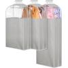 imageMISSLO 10quot Gusseted Garment Bags for Hanging Clothes 40quot50quot Clear Suit Bags for Closet Storage Dress Bag for Gowns Long Coat Protector 3 Packs GreyFabric