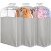 imageMISSLO 10quot Gusseted Garment Bags for Hanging Clothes 40quot50quot Clear Suit Bags for Closet Storage Dress Bag for Gowns Long Coat Protector 3 Packs GreyFabric