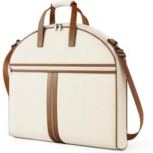 imageMISSLO Carry on Garment Bags for Travel for Women 56quot Foldable Dress Bag with Large Pockets Bag Suit Luggage Garment Bag with Shoulder Strap for Business Wedding Hanging Clothes BeigeBeige