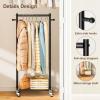 imageMISSLO Small Clothing Racks for Hanging Clothes 45quot Short Clothes Rack with Shelves Metal Rolling Garment Rack with Wheels for Small Space Closet Wardrobe Adults ampamp Kids BlackBlack