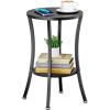 imageMISSLO Round End Table Living Room 2Tier Small Side Table Sturdy Small Accent Tables Nightstand for Living Room Bedroom BrownBlack