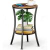 imageMISSLO Round End Table Living Room 2Tier Small Side Table Sturdy Small Accent Tables Nightstand for Living Room Bedroom BrownBrown