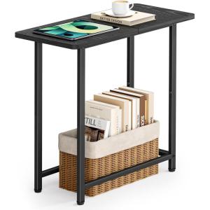 imageMISSLO Narrow End Table Living Room with Large Tabletop Sofa Couch Side Table Bedroom Slim Nightstand for Small Space Rustic BrownBlack