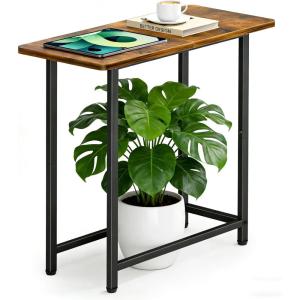 imageMISSLO Narrow End Table Living Room with Large Tabletop Sofa Couch Side Table Bedroom Slim Nightstand for Small Space Rustic BrownRustic Brown