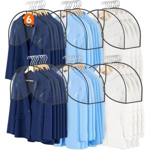 imageMISSLO 8quot Gusseted Shoulder Cover 6Pack Wide Garment Covers for Clothes Storage Clear Plastic Clothes Cover for Hanging Dustproof Clothes Protectors for Hanging Clothes for Suits Shirts Coats6
