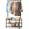 imageMISSLO Clothing Racks for Hanging Clothes with 3 Shelves Garment Rack Heavy Duty Clothes Rack with Shoe Storage for Coats Garment Dress BlackBlack