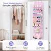 image:imageMISSLO Clear Over The Door Shoe Organizer Large Deep Pockets Hanging Shoe Rack for Closet Fit 20 Pairs Shoe Holder for Sneakers Boots Storage PinkPink