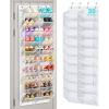 image:imageMISSLO 30 Pairs Over the Door Shoe Organizer Breathable Mesh Hanging Shoe Rack for Closet Storage with Wide Deep Pockets 10 Tier Shoes Holder Fit All the Familys Sneakers Boots Heels Grey 71White
