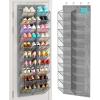 image:imageMISSLO 30 Pairs Over the Door Shoe Organizer Breathable Mesh Hanging Shoe Rack for Closet Storage with Wide Deep Pockets 10 Tier Shoes Holder Fit All the Familys Sneakers Boots Heels Grey 71Grey