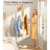 image:imageMISSLO Heavy Duty Coat Rack Freestanding with Stable Wood Base Modern White Coat Tree with 12 Hooks Adjustable Coats Hanger Stand Stylish Standing Clothes Tree for Entryway Bedroom Corner HallGold