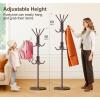image:imageMISSLO Heavy Duty Coat Rack Freestanding with Stable Wood Base Modern White Coat Tree with 12 Hooks Adjustable Coats Hanger Stand Stylish Standing Clothes Tree for Entryway Bedroom Corner HallBrown