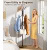 image:imageMISSLO Heavy Duty Coat Rack Freestanding with Stable Wood Base Modern White Coat Tree with 12 Hooks Adjustable Coats Hanger Stand Stylish Standing Clothes Tree for Entryway Bedroom Corner HallBrown