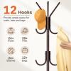 image:imageMISSLO Heavy Duty Coat Rack Freestanding with Stable Wood Base Modern White Coat Tree with 12 Hooks Adjustable Coats Hanger Stand Stylish Standing Clothes Tree for Entryway Bedroom Corner HallBrown