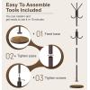 image:imageMISSLO Heavy Duty Coat Rack Freestanding with Stable Wood Base Modern White Coat Tree with 12 Hooks Adjustable Coats Hanger Stand Stylish Standing Clothes Tree for Entryway Bedroom Corner HallBrown