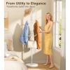 image:imageMISSLO Heavy Duty Coat Rack Freestanding with Stable Wood Base Modern White Coat Tree with 12 Hooks Adjustable Coats Hanger Stand Stylish Standing Clothes Tree for Entryway Bedroom Corner HallWhite