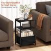 image:imageMISSLO Nursery Side Table for Living Room with Storage Basket Small End Tables for Small Spaces with Large Tabletop White Bedside Table Toddler Night Stand for Bedroom Sofa Dorm OfficeBlack
