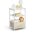 image:imageMISSLO Nursery Side Table for Living Room with Storage Basket Small End Tables for Small Spaces with Large Tabletop White Bedside Table Toddler Night Stand for Bedroom Sofa Dorm OfficeWhite
