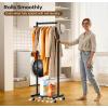 image:imageMISSLO Heavy Duty Clothes Racks for Hanging Clothes 25mm Metal Clothing Rack with Shelves for Storage Rolling Garment Rack with Wheels for Bedroom Laundry Black 28 x 155 x 60Black