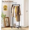 image:imageMISSLO Heavy Duty Clothes Racks for Hanging Clothes 25mm Metal Clothing Rack with Shelves for Storage Rolling Garment Rack with Wheels for Bedroom Laundry Black 28 x 155 x 60Black