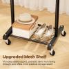 image:imageMISSLO Heavy Duty Clothes Racks for Hanging Clothes 25mm Metal Clothing Rack with Shelves for Storage Rolling Garment Rack with Wheels for Bedroom Laundry Black 28 x 155 x 60Black