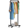 image:imageMISSLO Heavy Duty Clothes Racks for Hanging Clothes 25mm Metal Clothing Rack with Shelves for Storage Rolling Garment Rack with Wheels for Bedroom Laundry Black 28 x 155 x 60Black