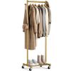 image:imageMISSLO Heavy Duty Clothes Racks for Hanging Clothes 25mm Metal Clothing Rack with Shelves for Storage Rolling Garment Rack with Wheels for Bedroom Laundry Black 28 x 155 x 60Gold
