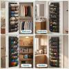 image:imageMISSLO Large Pockets Over the Door Shoe Organizer for Closet Hanging Shoe Rack for Door Shoes Storage Fits 24 Pairs Sneakers and Boots 8 Tiers BlackBlack