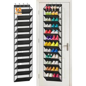 image:imageMISSLO 36 Pairs Clear Over the Door Shoe Organizer Closet Hanging Shoe Rack for Door with Large Deep Pockets Shoes Hanger Holder for Sneakers Boots Heels Storage BlackBlack