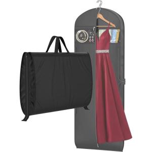 image:imageMISSLO 65 Garment Bags for Travel for Women with LoackabeSelf Zipper Waterproof Dress Bags for Gowns Long with Accessories Pockets Wedding Dress Bag Garment Covers for Hanging Clothes BlackBlack