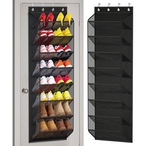 image:imageMISSLO Large Pockets Over the Door Shoe Organizer for Closet Hanging Shoe Rack for Door Shoes Storage Fits 24 Pairs Sneakers and Boots 8 Tiers WhiteBlack