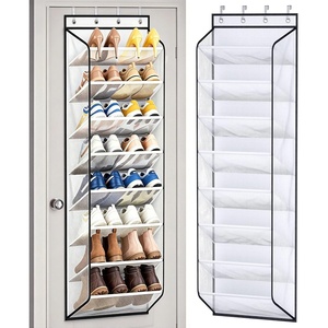 image:imageMISSLO Large Pockets Over the Door Shoe Organizer for Closet Hanging Shoe Rack for Door Shoes Storage Fits 24 Pairs Sneakers and Boots 8 Tiers WhiteWhite