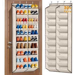 image:imageMISSLO 3040 Pairs Over the Door Shoe Organizer for Closet 20 Extra Large Deep Pockets Hanging Shoe Rack for Door 10Tier Heavy Duty Shoes Storage Hanger Fits Size 15 Sneakers Boots Heels BlackBeige