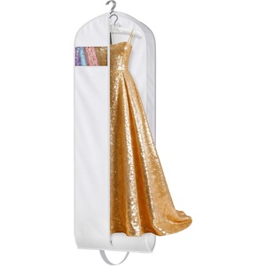 image:imageMISSLO 72 Wedding Dress Garment Bag Foldable Bridal Dress Bags for Gowns Long Garment Bags for Travel for Women Waterproof Hanging Wedding Dresses Storage Cover with Clear Window BlackWhite