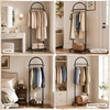 image:imageMISSLO 18 Small Clothes Racks for Hanging Clothes Arched Shape Gold Clothing Rack with Wheels 70 Metal Rolling Garment Rack with Shelves for Small Space Bedroom Laundry GoldBlack