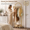 image:imageMISSLO 18 Small Clothes Racks for Hanging Clothes Arched Shape Gold Clothing Rack with Wheels 70 Metal Rolling Garment Rack with Shelves for Small Space Bedroom Laundry GoldGold