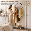image:imageMISSLO 18 Small Clothes Racks for Hanging Clothes Arched Shape Gold Clothing Rack with Wheels 70 Metal Rolling Garment Rack with Shelves for Small Space Bedroom Laundry GoldBlack